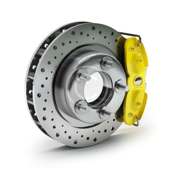 Automobile Brake Disc and Yellow Caliper